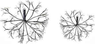 Beliani Conjunto De 2 Decoraciones Colgantes Led De Navidad Para Interior Y Exterior Mu&eacute;rdago Iluminaci&oacute;n De Metal Negro Racksta