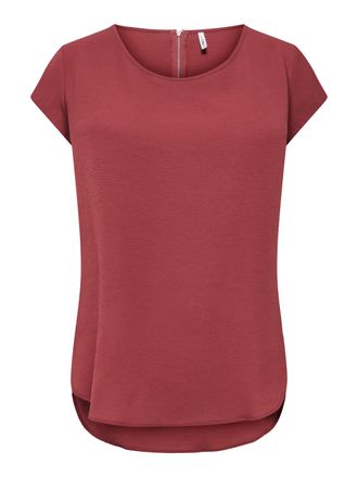 Only Kurzarmbluse ONLY ONLVIC - feminines Blusenshirt in lockerer Form, Damen, Gr. 34, spiced apple, Web, Obermaterial: 97% Polyester, 3% Elasthan, unifarb