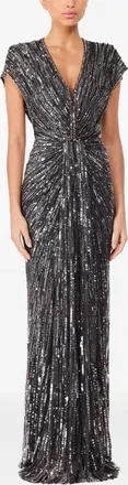 Jenny Packham Womens Dress Zola Grey Polyester