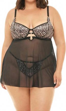 Oh là là Chéri Journee Leopard Print Babydoll - Plus Size In Leopard / Black