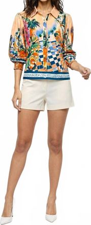 Celina Moon Sharona Puff Sleeve Shirt In Multicolor
