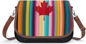 Generic Colorful Canada Flag Womens Crossbody Bag Fashion Shoulder Handbags Message Tote Bag with Adjustable Strap