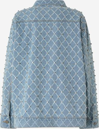 Pinko Womens Denim Jacket With Rhinestones Cotton Shirt