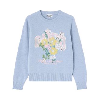 Ganni Dames, Truien, Blauw, Maat: S Zijde