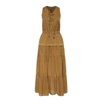 Pinko Maxi Dresses, female, Brown, Size: XS Casarsa Abito Voile e Gabardin
