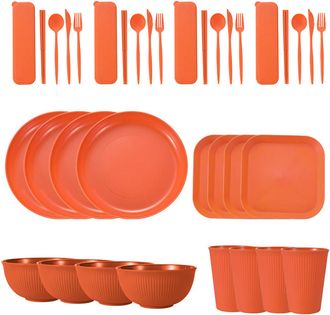 OEM Set Vajilla 36 Piezas - Compatible Microondas - Apilable - Uso Diario Y Festejos - 36 Piezas