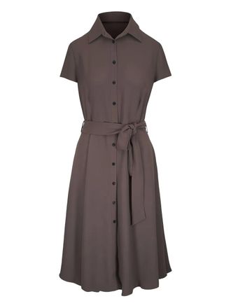 Kiton belted shirt dress - women - Viscose/Acetate - 10 - Brown