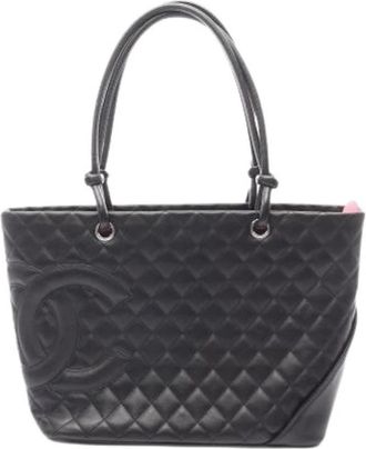 Chanel Pre-owned Cambon Ligne Tote Bag - Dames - Vintage Shopper - Zwart - ONE Size - Leer - Vintage