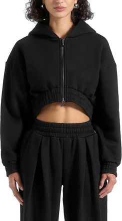 Mani&egrave;re De Voir Josiane Relaxed Zip Through Hoodie in Black at Nordstrom, Size 10
