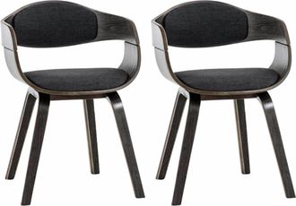 Clp Clp - Set De 2 Sillas De Comedor Kingston De Tela Y Madera Gris/gris Oscuro