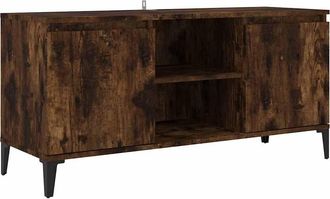 vidaXL Vidaxl - Mueble Para Tv Con Patas De Metal Roble Ahumado 103,5x35x50 Cm