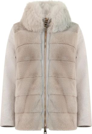Herno Leren jas met rits - Dames - Jassen - Beige - XL - Wol - Jassen