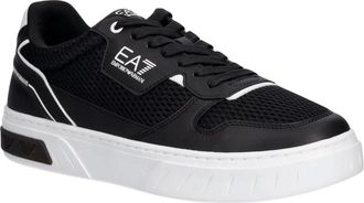 Emporio Armani Sneakers met logoprint en mesh-panelen - Heren - Schoenen - Zwart - Maat: 42 2/3 EU