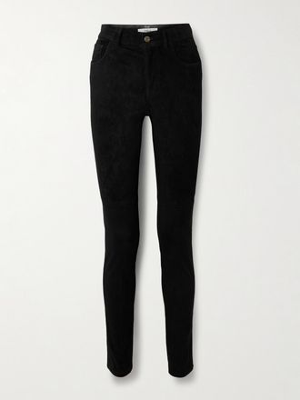 Chloé Pantaloni Skinny In Camoscio - Nero