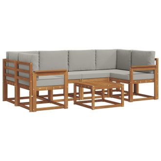 vidaXL Conjunto De Sof&aacute;s De Exterior 7 Pcs Gris Natural Y Claro Vidaxl