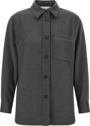 PESERICO Gray Virgin Wool Womens Blouse