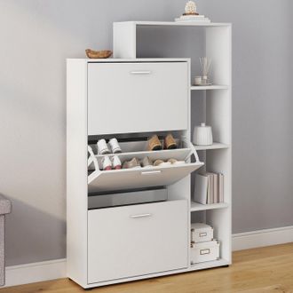 IDMarket Idmarket - Mueble Zapatero Klark De 3 Puertas Con Estante Blanco