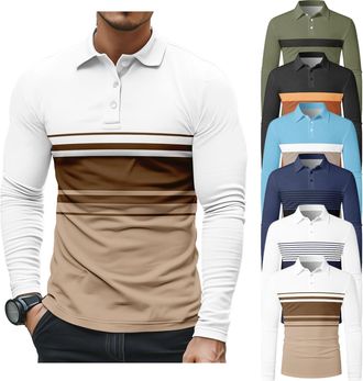 Generic 6 Pack Mens Long Sleeve Polo Shirts Print athl&eacute;tique T-Shirts Casual Vintage Classic Golf Shirt (UK, Alpha, L, Regular, Regular, 15)