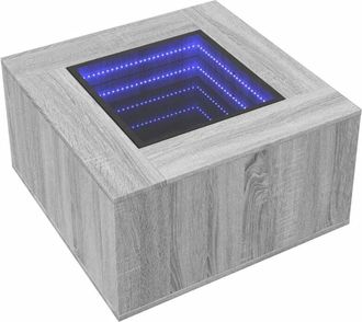 vidaXL Coffee Table with led Grey Sonoma 60x60x40 cm Engineered Wood Vidaxl