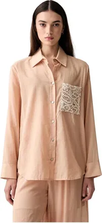 Vicolo Overhemden, Dames, Oranje, S, Katoen, Klassiek Katoenen Shirt