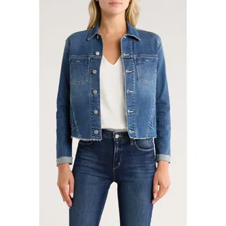 L'agence Janelle Slim Fit Raw Hem Denim Trucker Jacket in Stanton at Nordstrom Rack, Size Xx-Small