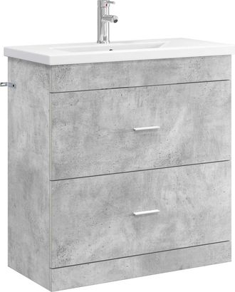 vidaXL Juego De Muebles De Ba&ntilde;o Gris Hormig&oacute;n 81 X 40 X 84,5 Cm Vidaxl