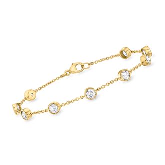 Ross-Simons Bezel-Set CZ Station Bracelet in 18kt Gold Over Sterling