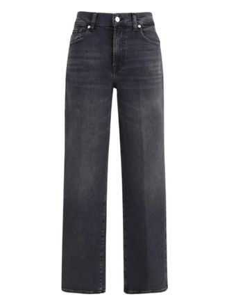 7 For All Mankind Black Straight High Rise Jeans
