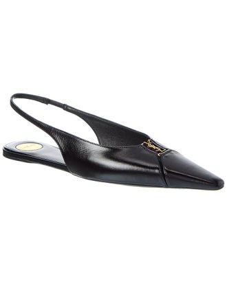 Saint Laurent Babylone Leather Slingback Flat