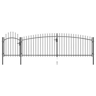 Berkfield Home Garden Fence Gate with Spear Top 5x1.75 m Black