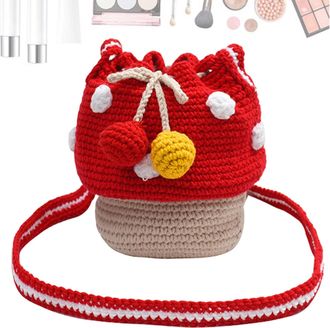 Generic Mushroom Bag For Women,Knitted Mushroom Purses | Messenger Bag,Knitted Shoulder Bag, Knitted Purse, Multifunctional Women, red, Consulte la descripci&oacute;