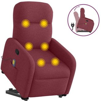 vidaXL Vidaxl - Sill&oacute;n Reclinable De Masaje Elevable Tela Rojo Tinto