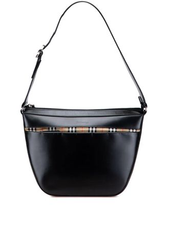 Burberry 20th Century House Check Trimmed Leather shoulder bag - women - Calf Leather/Fabric - One Size - Black