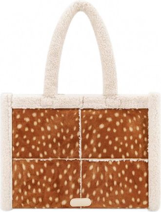 Like Dreams Womens Doehaven Sherpa Faux Fur Tote Bag In Beige