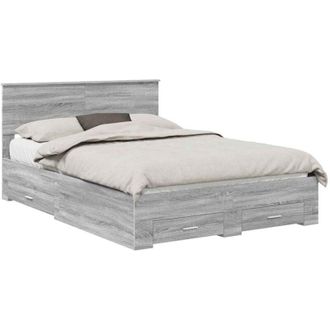 vidaXL Bed Frame with Drawer Grey Sonoma 160 x 200 cm Engineered Wood vidaXL