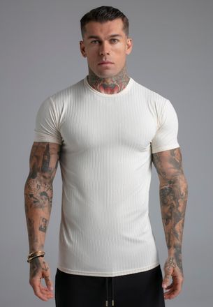 Siksilk Mens Ecru Muscle Fit T-Shirt XXL