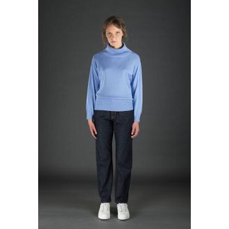 Moorer Womens Light Blue Turtleneck Sweater, Size 40