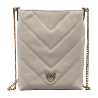 Pinko Flat Satchel - Dames - Schoudertassen - Wit - ONE Size - Katoen - Tassen
