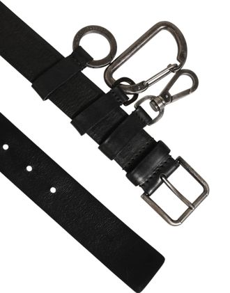 Dolce & Gabbana Black Key Ring Clip Attachments Buckle Mens Belt