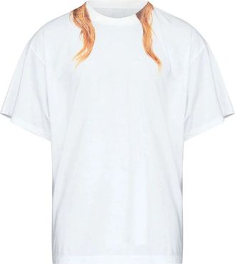 Maison Margiela Printed Round Neck T-Shirt - Heren - T-shirts - Wit - S - Tops