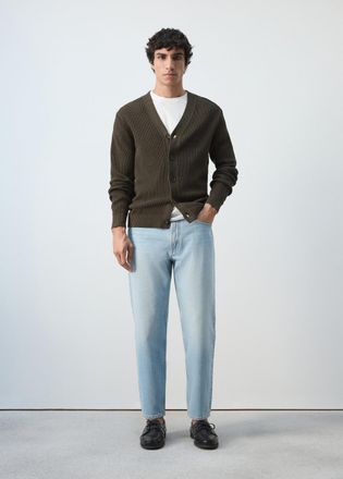 Mango Cardigan maglia media microtexture cioccolato - Uomo - XXL - MANGO MAN