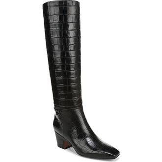 Franco Sarto Sorelina Knee High Boot in Black Croc at Nordstrom Rack, Size 5 Regular Calf