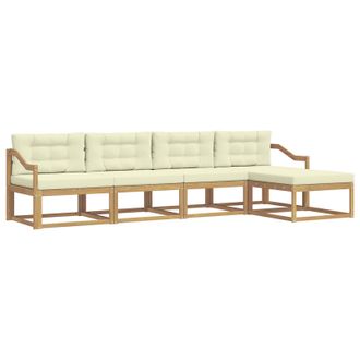 vidaXL Conjunto De Sof&aacute;s De Exterior 4 Pcs Blanco Y Crema Poli&eacute;ster Vidaxl