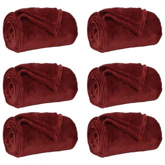 vidaXL Mantitas De Sof&aacute; 6 Pcs Rojo Burdeos 130 X 150 Cm Lana Vidaxl
