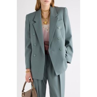 Chlo&eacute; Double Breasted Light Wool Gabardine Blazer in Urban Grey at Nordstrom, Size 38