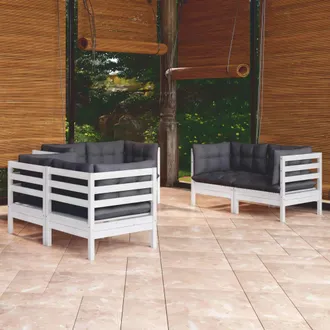 vidaXL Juego De Muebles De Jard&iacute;n 6 Pzas Y Cojines Madera Pino Maciza Vidaxl