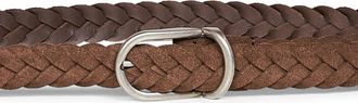 Brunello Cucinelli Mens Woven Suede Belt Brown Calf Leather