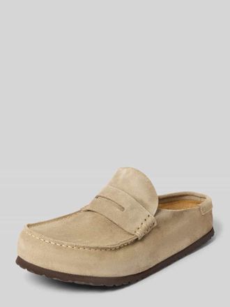 Birkenstock Clogs aus Veloursleder Modell Naples Wrapped in Taupe, Gr&ouml;&szlig;e 41