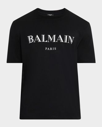 Balmain Mens Cotton Vintage Logo Graphic T-Shirt