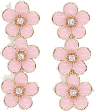 Self Portrait Cascading Floral Enamel Drop Earrings
